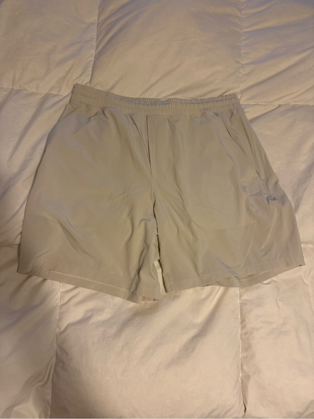 Lululemon Pacebreaker Shorts Size L Cream Color 7inch Inseam Linerless